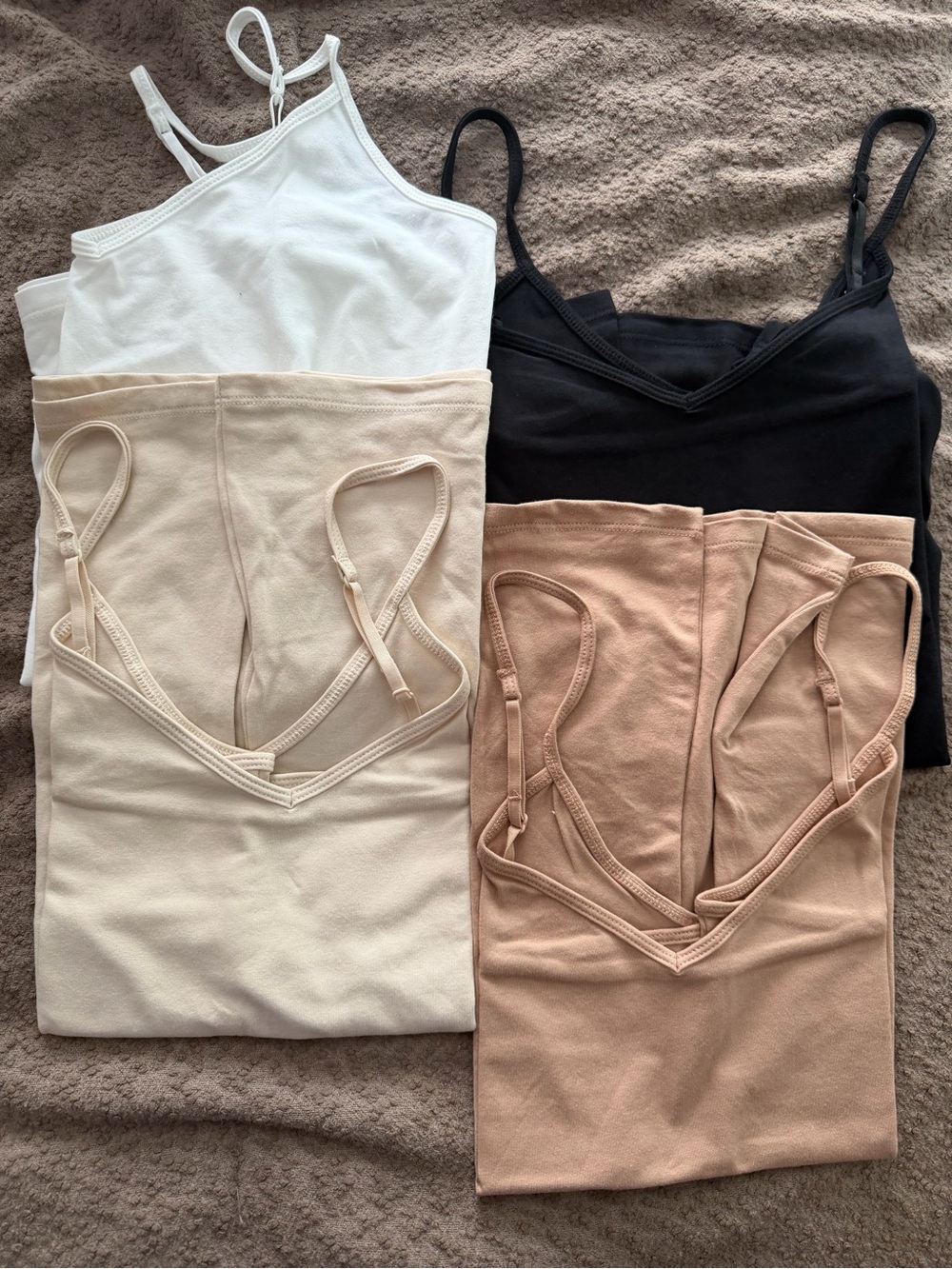 Set of 4 Women’s Camisole Tank Top - White, Black, Beige, Nude